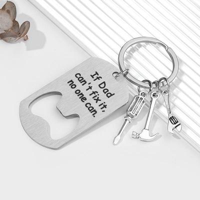 Stainless Steel Bottle Opener Keychain - DIY Engraving Bag Pendant Gift for Father's Day