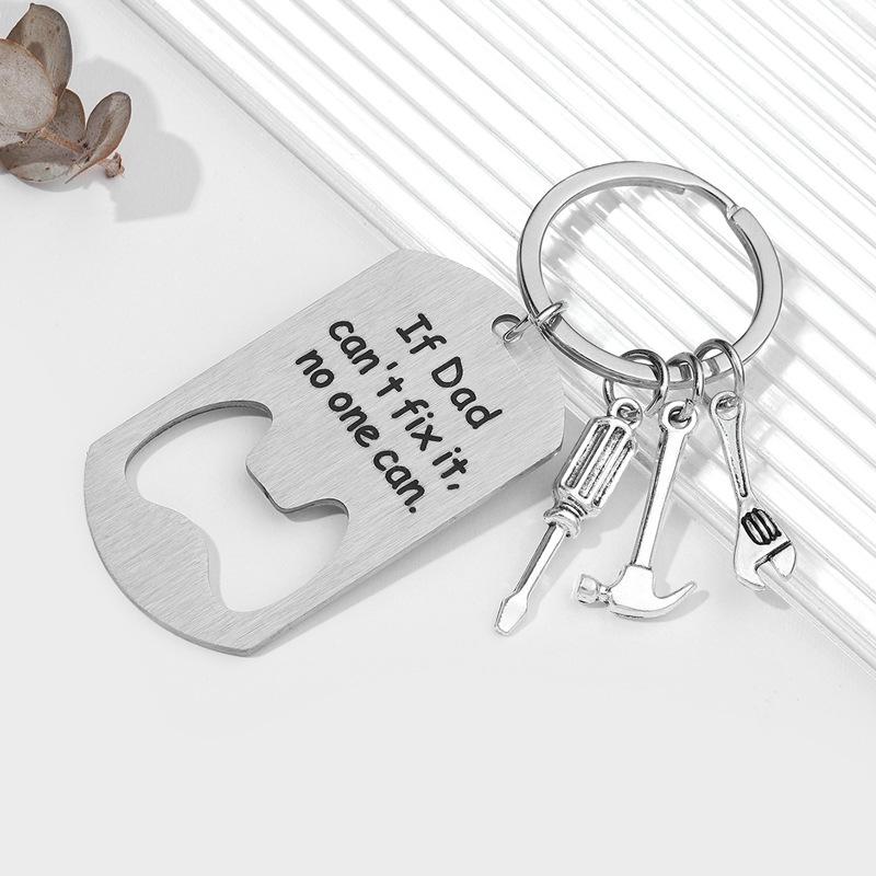 Stainless Steel Bottle Opener Keychain - DIY Engraving Bag Pendant Gift for Father's Day