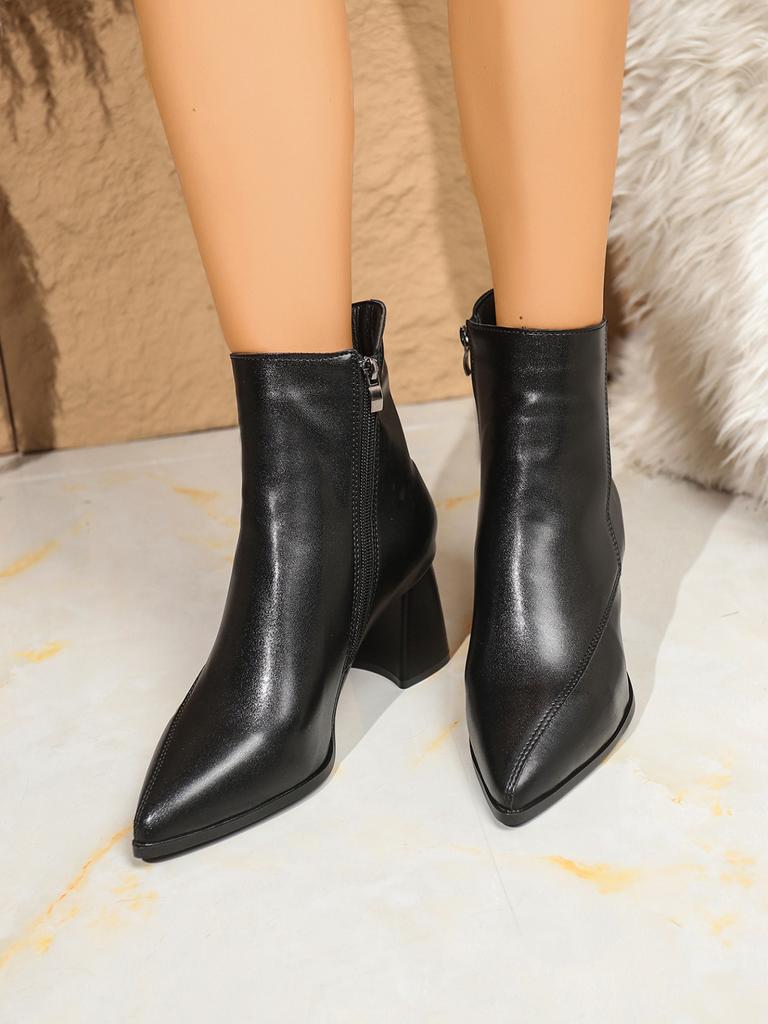 Fashion Autumn Winter Fashion Thick Heel Slim Ankle Boot Women Pointed Toe Zipper Shoes Mordern Short Booties Zapatos De Mujer