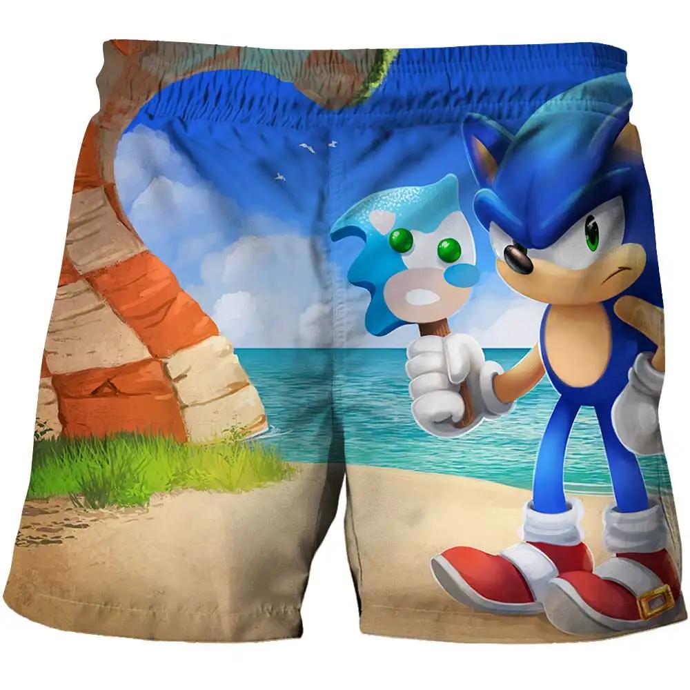 2025 Pantaloni de plajă MINISO pentru copii 4-14A Pantaloni scurți Sonic 2 Fete Băieți Pantaloni Harajuku Pentru Copii Imprimeu Desene Animate 3D Pantaloni Kdis