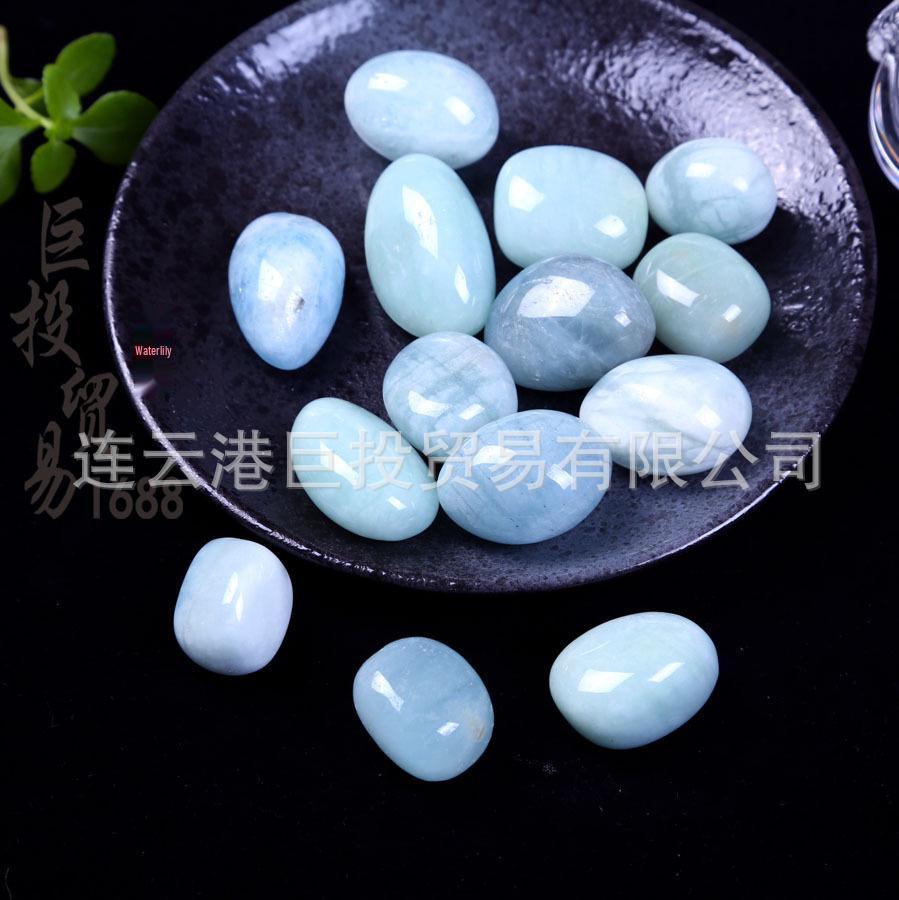 Large Natural Aquamarine Tumbled Stone for Children s Digging Activities