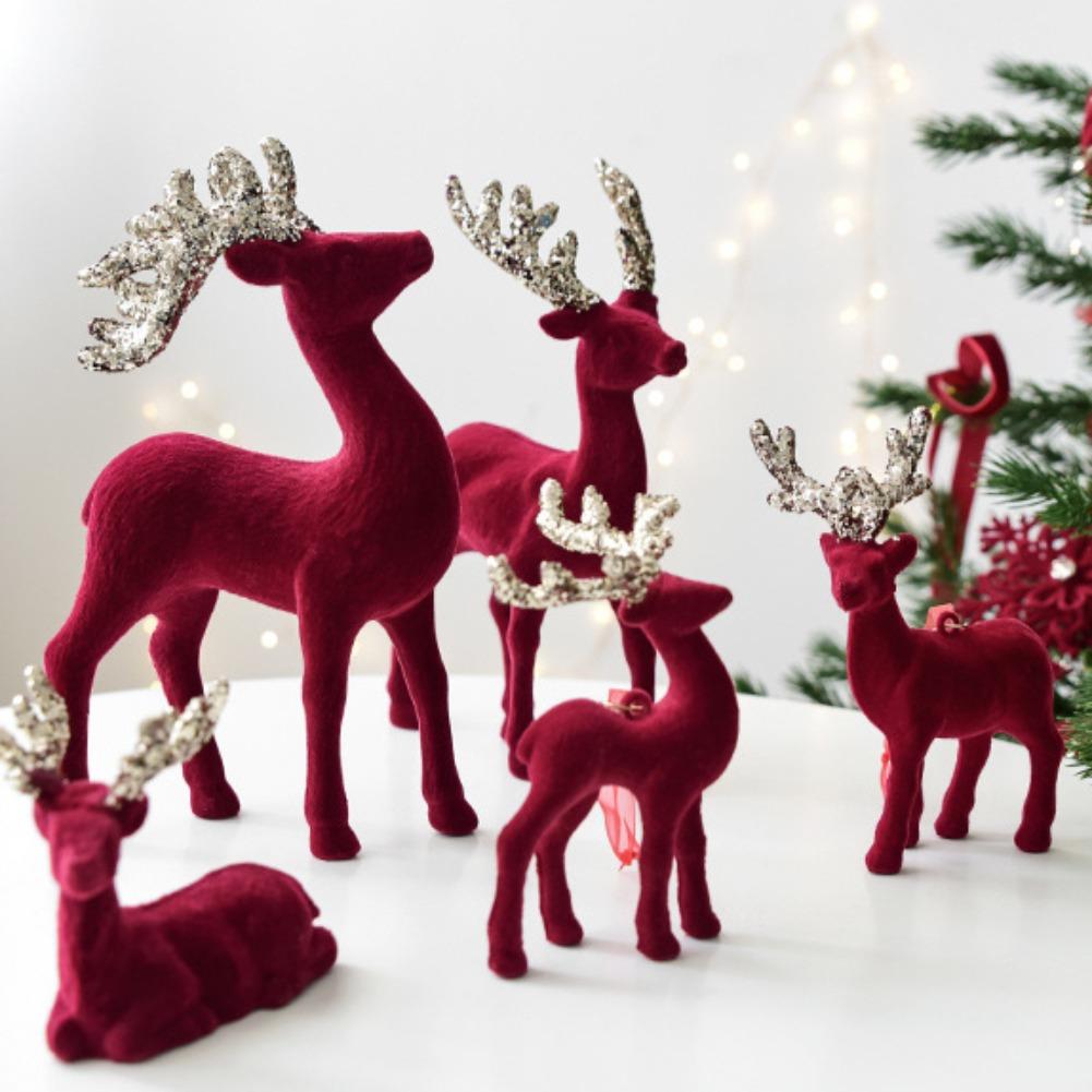 2026 Christmas Reindeer Elk Figurine Decoration Table Xmas Tree hanging Elk Ornament for Home Decor New Year Party Navidad gift