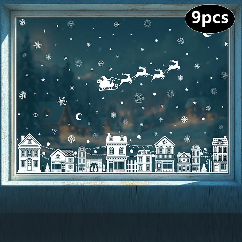 Creative Christmas Decorations, Electrostatic Stickers, Shop Window Decorations, Christmas Decorative Glass Stickers