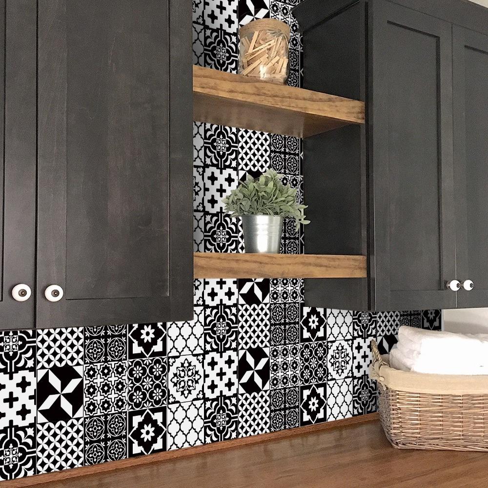 24 szt. Wodoodporne naklejki na płytki Samoprzylepne wzory na płytki ścienne Naklejki na płytki imitujące płytki Naklejki na płytki Backsplash Kominek Pralnia Stół