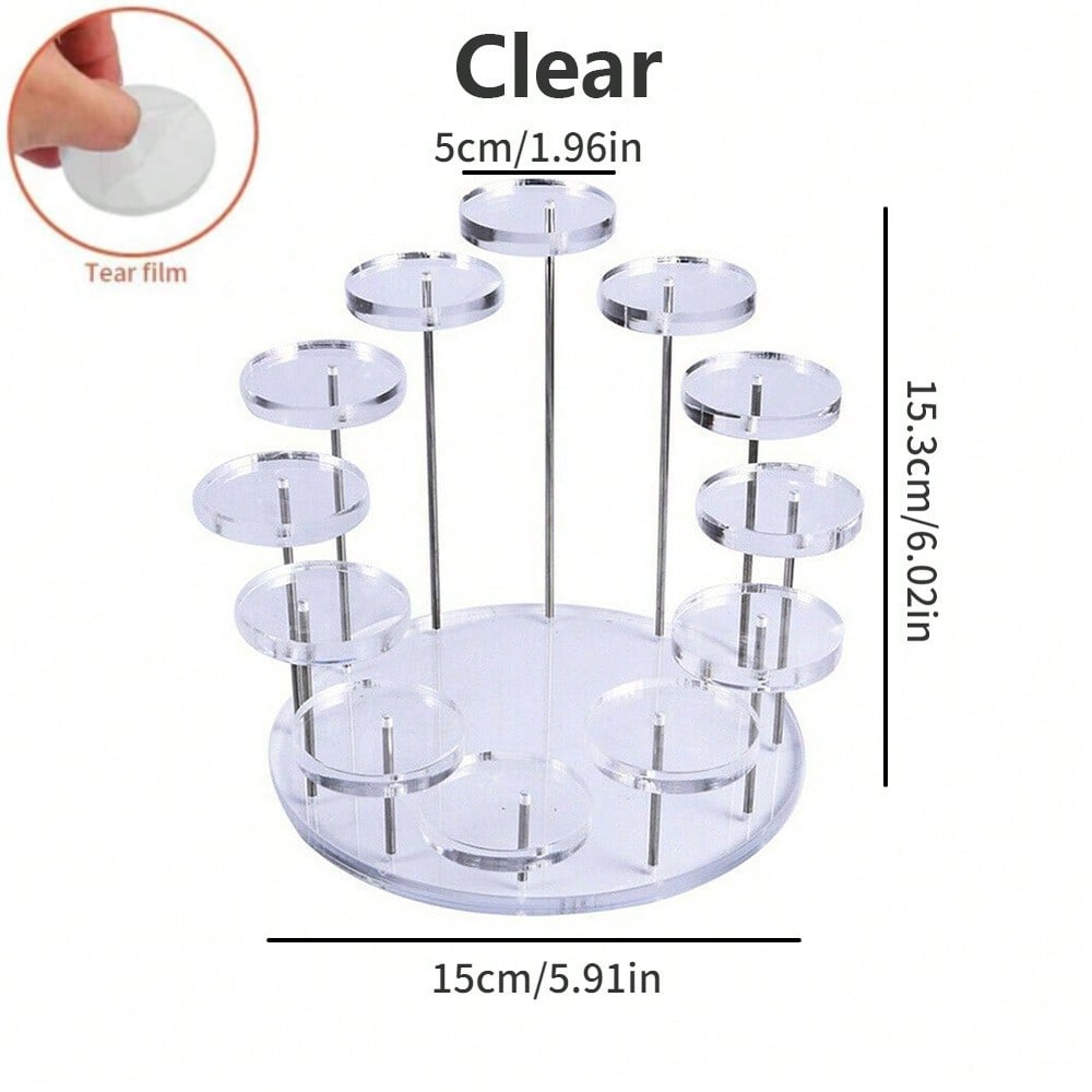 

1pc 12-Tier Round Acrylic Multi-Purpose Display Stand Base for Cupcake Jewelry Mini Statue Decor Ideal for Wedding Accessories чистый