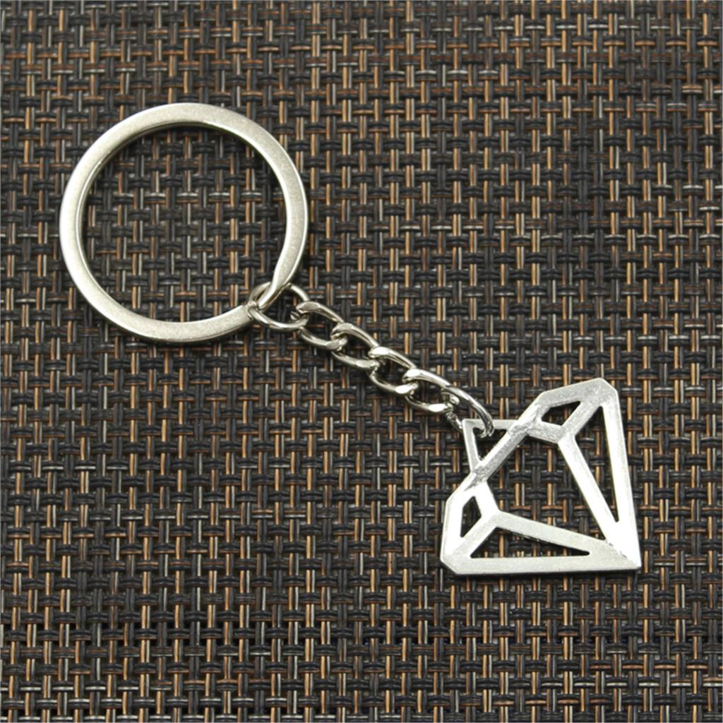 Fashion Diamond Shape Logo 28x30mm Pendant 30mm Key Ring Chain Bronze   Men Car Gift Souvenirs Keychain