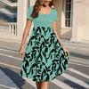 Fashion Women Summer Vintage Floral Dress Elegant Short Sleeve Midi Dress