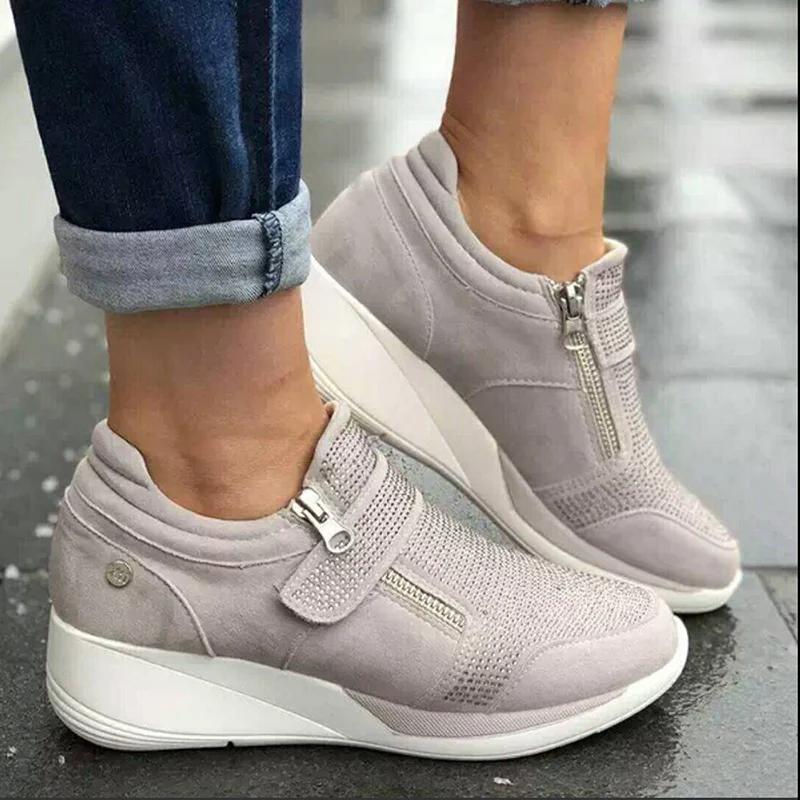 Keilabsatz Damen Sport Sneaker Günstige Sportschuhe Plateau Tennis Damen Laufschuhe Loafer Sport Casual Bequem Slip-on 43