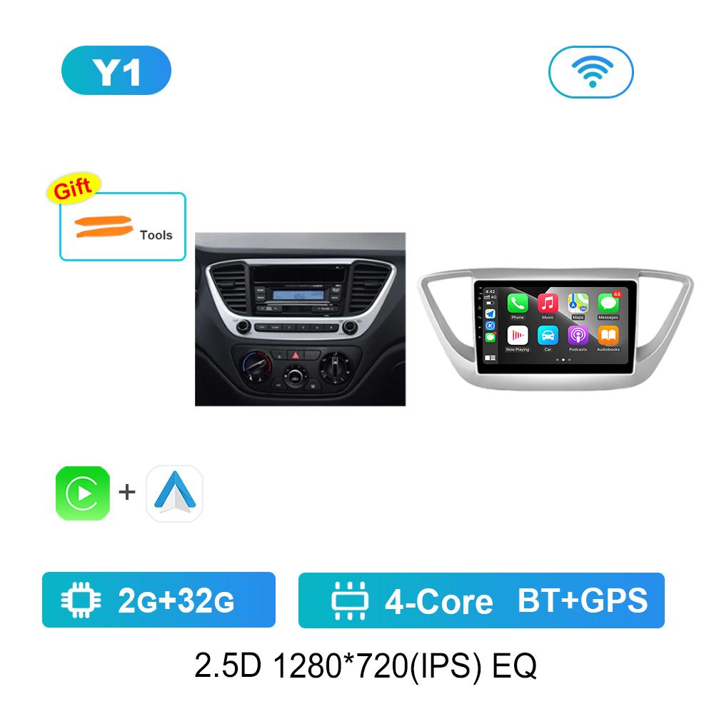 

для Hyundai Solaris 2 Verna 2017 - 2020 Android Интеллектуальная система Автомобильный видео-мультимедийный проигрыватель GPS Navi Carplay WiFi Автоинструменты