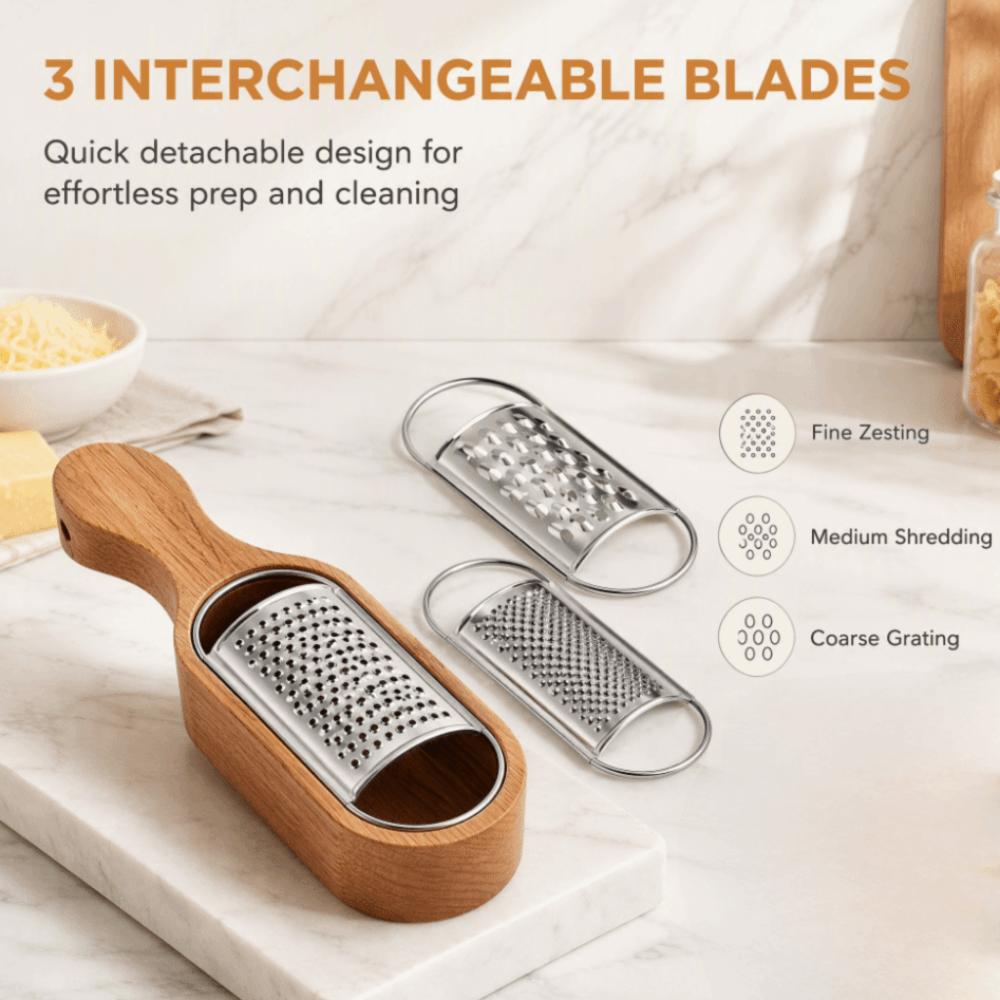 Stainless Steel Wood Cheese Shredder Silver Brown Grater Box Practical Cheese Grater  Kitchen