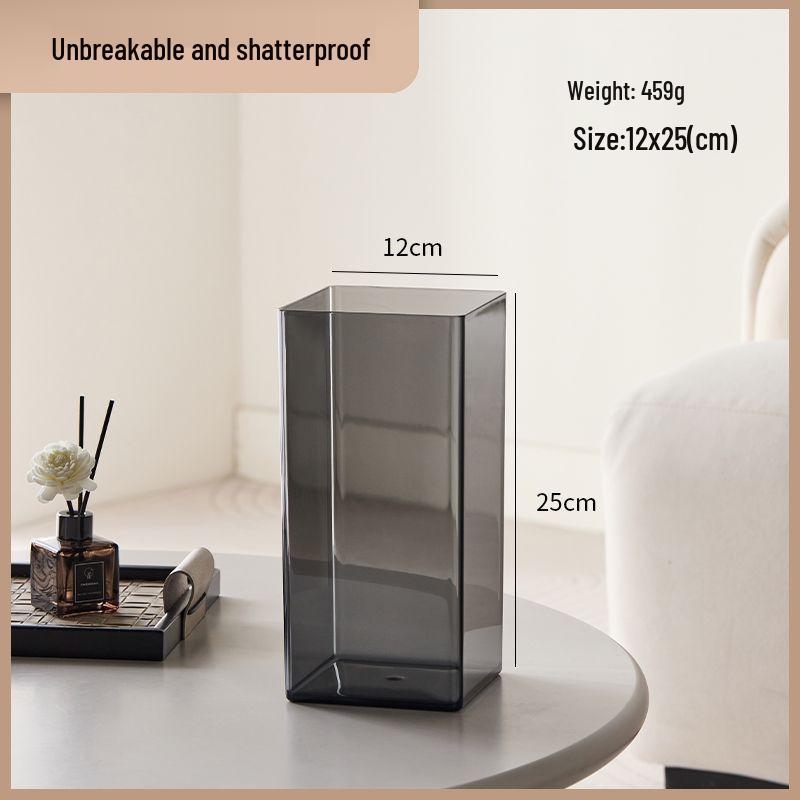 Transparent Acrylic Square Vase, Drop-Proof, for Flower Arrangements, Lucky Bamboo, and Elegant Decor in the Living Room