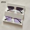2pcs/Set Rimless Rectangle Women Fashion Sunglasses Designer Trendy Small Frame Summer Style Sun Glasses Outdoor Accessory