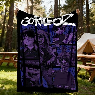 1pc Gorillaz Characters Outdoor Blanket Lightweight Flannel, All-Season Use for Sofa, Bed, Travel, Camping, Living Room, Office, Couch049