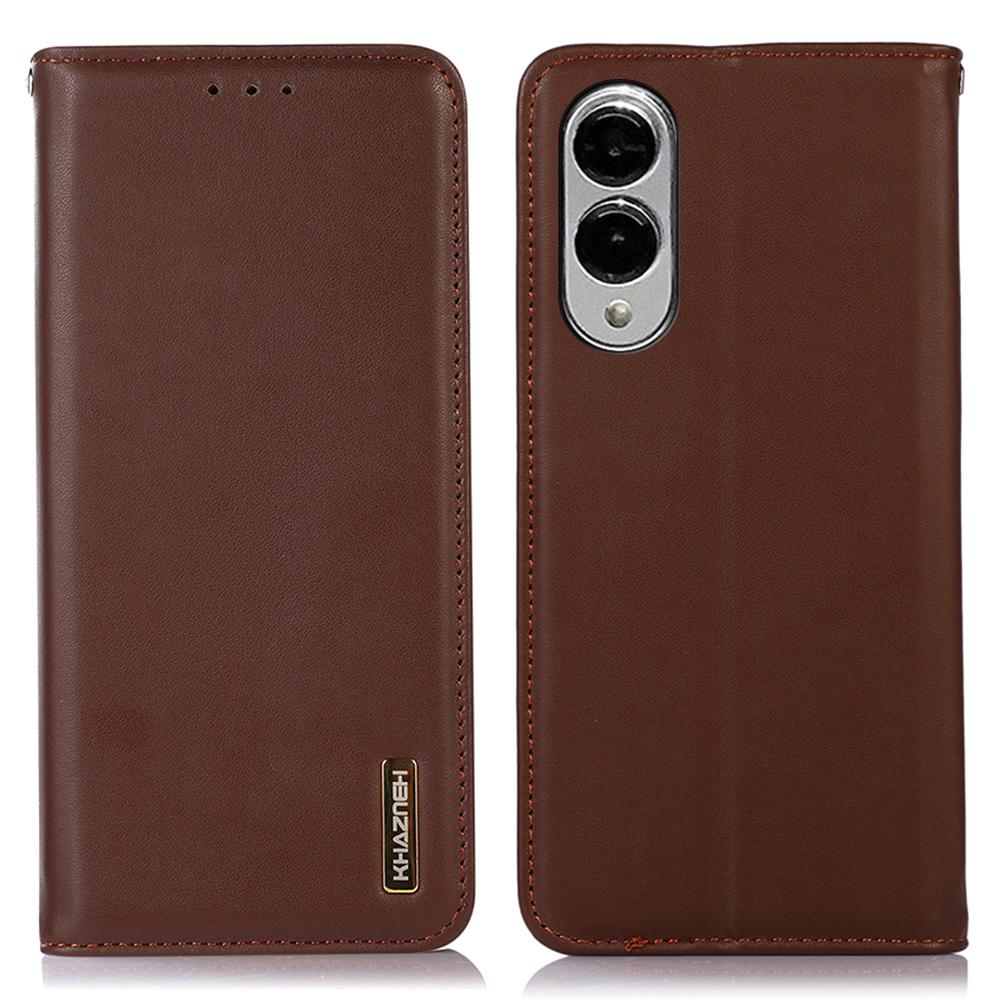KHAZNEH For Samsung Galaxy S25 Edge Case Wallet Genuine Cow Leather Phone Cover Nappa Texture
