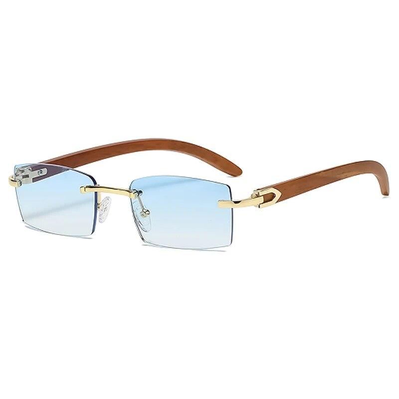 Fashion Sunglasses Men Ultra Clear Rimless Sunglasses Ocean Slice Diamond Trimming