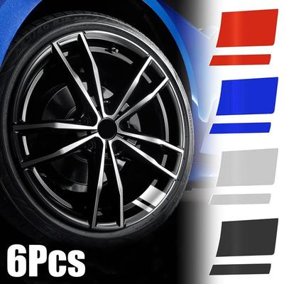 Universal 6Pcs Reflective Car Wheel Stickers Stripe Racing Wheel Hub Decals Self-adhesive For Size 18" - 21" Decorative Sticker