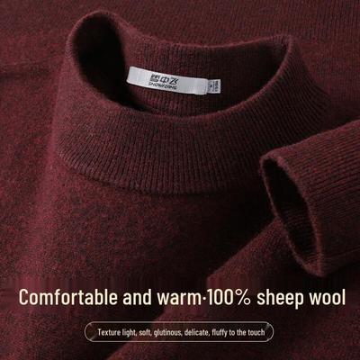 Men's Thick 100% Merino Wool Mock Neck Sweater