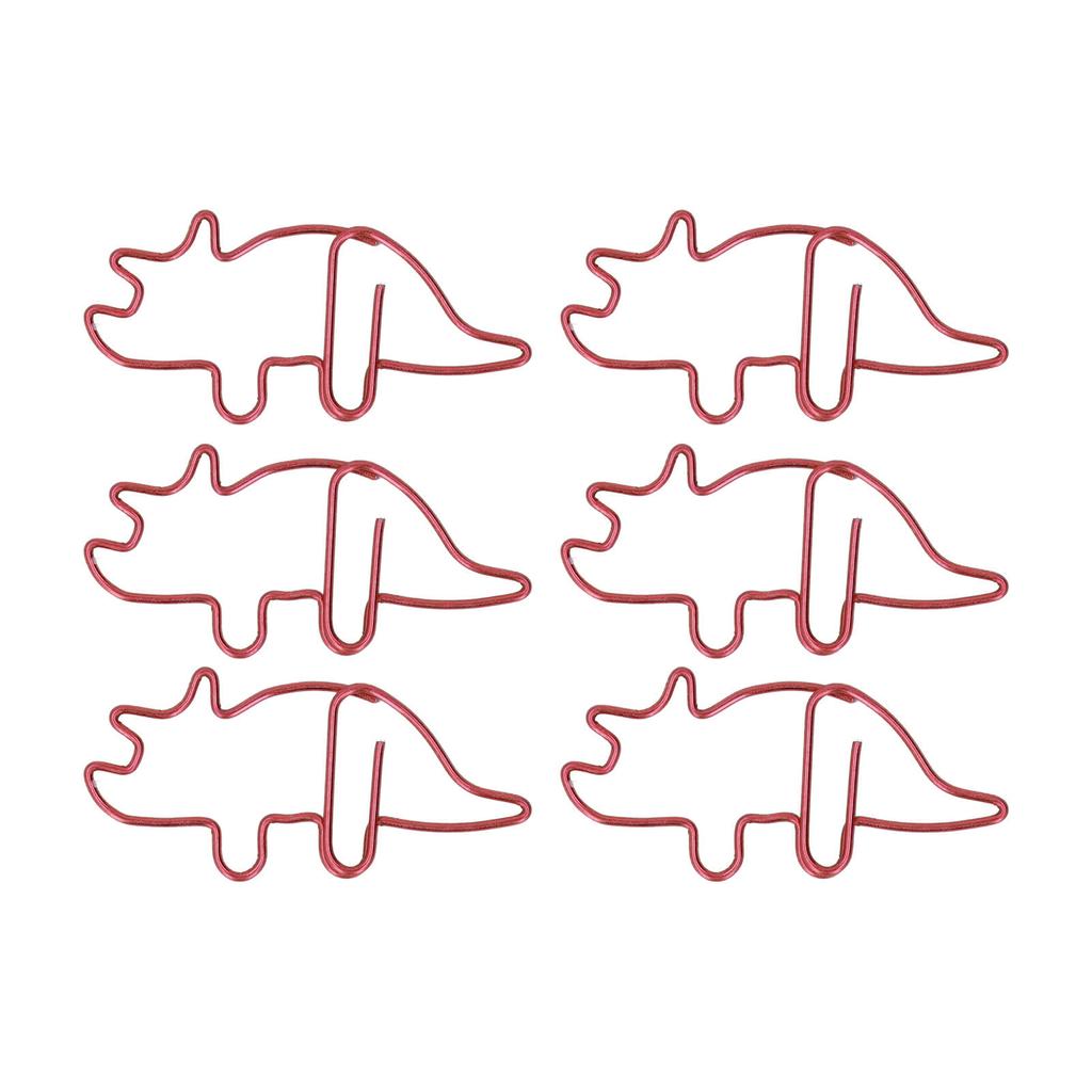 100 buc agrafe de hârtie în formă de Triceratops roșu în formă de metal galvanizare procesul lumină portabilă birou C