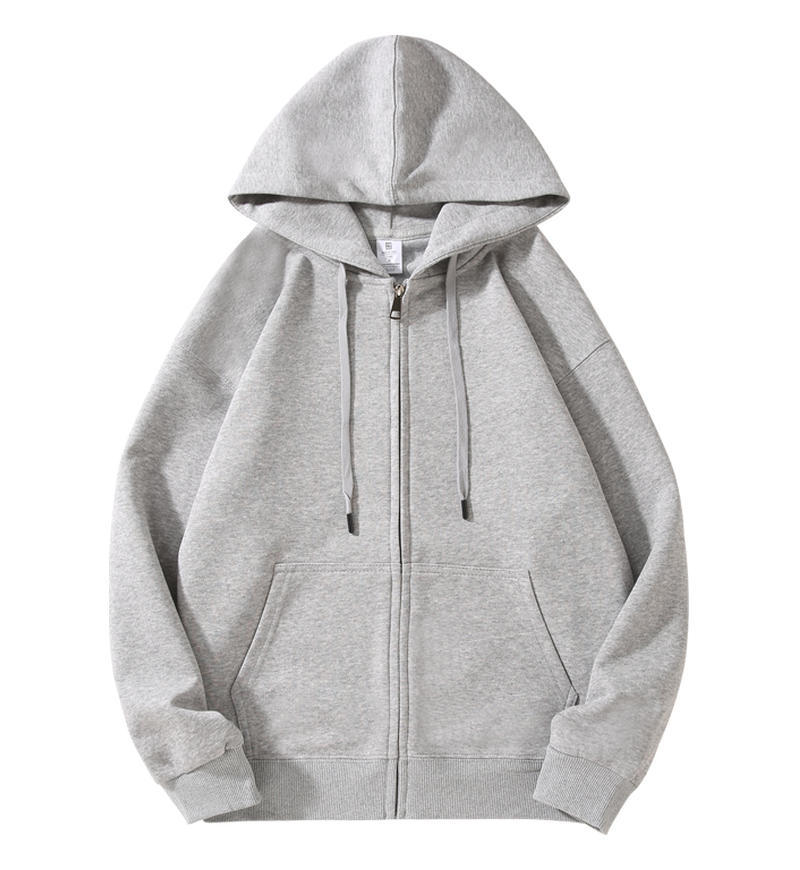 Zipper Fashion Youthful Pullover Hooded Sweatshirt for Men Solid Color Sports Casual High-Street Hoodie Jacket