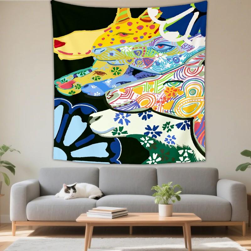 Boho Chic Wall Tapestry With Moon Phase Floral Starry Sky Design Bedroom Yoga Studio Decor