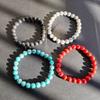 Single Natural Stone Beaded Elastic Bracelet | Turquoise/Red/White Marble Pattern Gem Wristband, Suitable for Daily Wear, Vintage and Simple Style