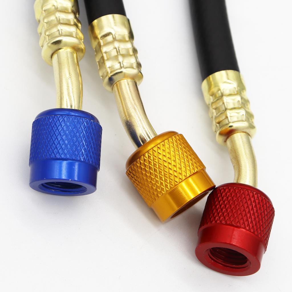 3PCS R410 Refrigerant AC Charging Hose 800-4000 PSI Working Pressure Fit HVAC Air Condition R134a R32 Refrigerant Manifold Gauge