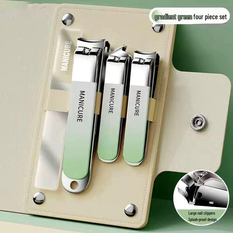 Edelstahl Nagelknipser Set: Tragbare Mani-Pedi-Werkzeuge mit Ohrenlöffel, Pediküremesser, Schrägknipser und Nagelhautschere.