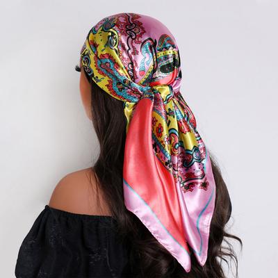 Head Scarf Women Luxury  Square Silk Foulard Satin Bandana Summer Soft Neckerchief Hijab Hair Scarves For Ladies