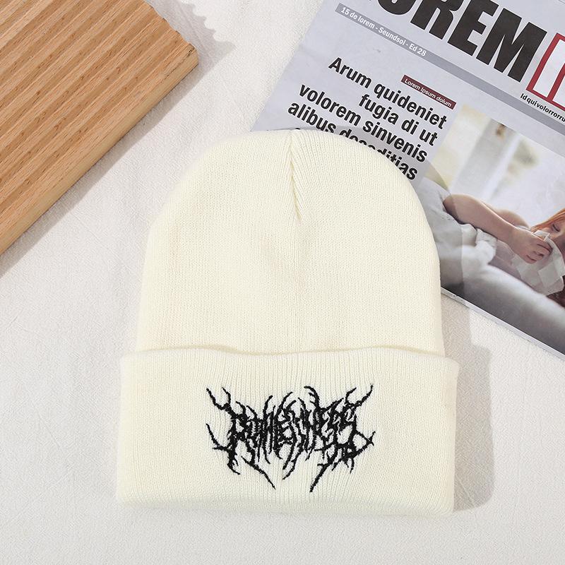 Autumn and Winter Versatile Solid Color Woolen Hat For Men's Outdoor Warmth and Cold Hat Hip-Hop Fashion Embroidered Knitted Hat