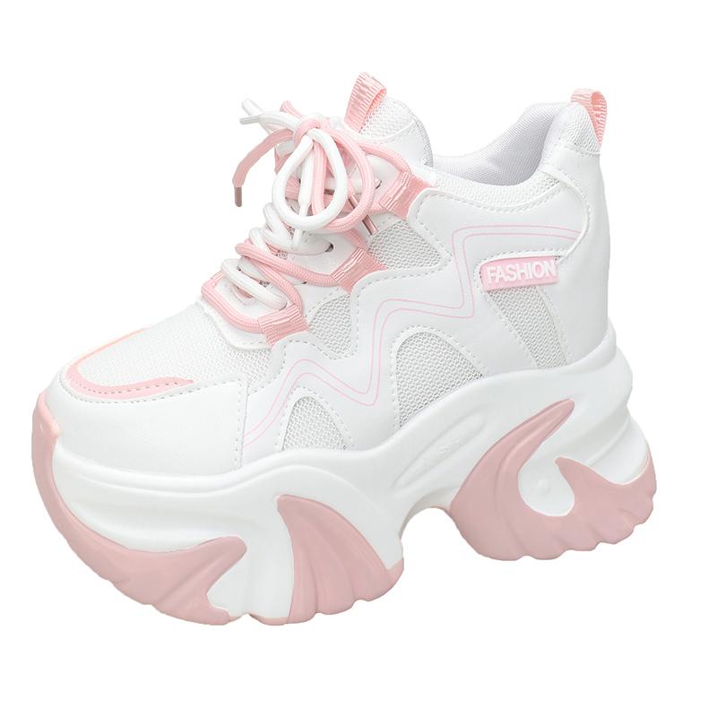 Fashion 10cm 2024 Women Chunky Sneakers White Spring Fashion Thick Sole Casual Ladies Vulcanized Shoes Sport High Platform Sneaker Woman