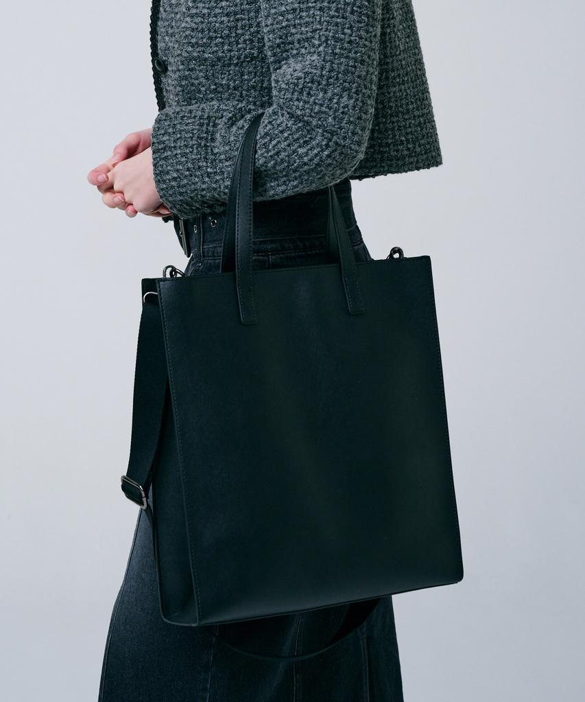 Bymoss Leather Modern Tote Bag [Black]