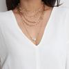 Simple Special-Shaped Imitation Pearl Chain Necklace, Temperament Round Bead Fringe Multi-Layer Geometric Necklace