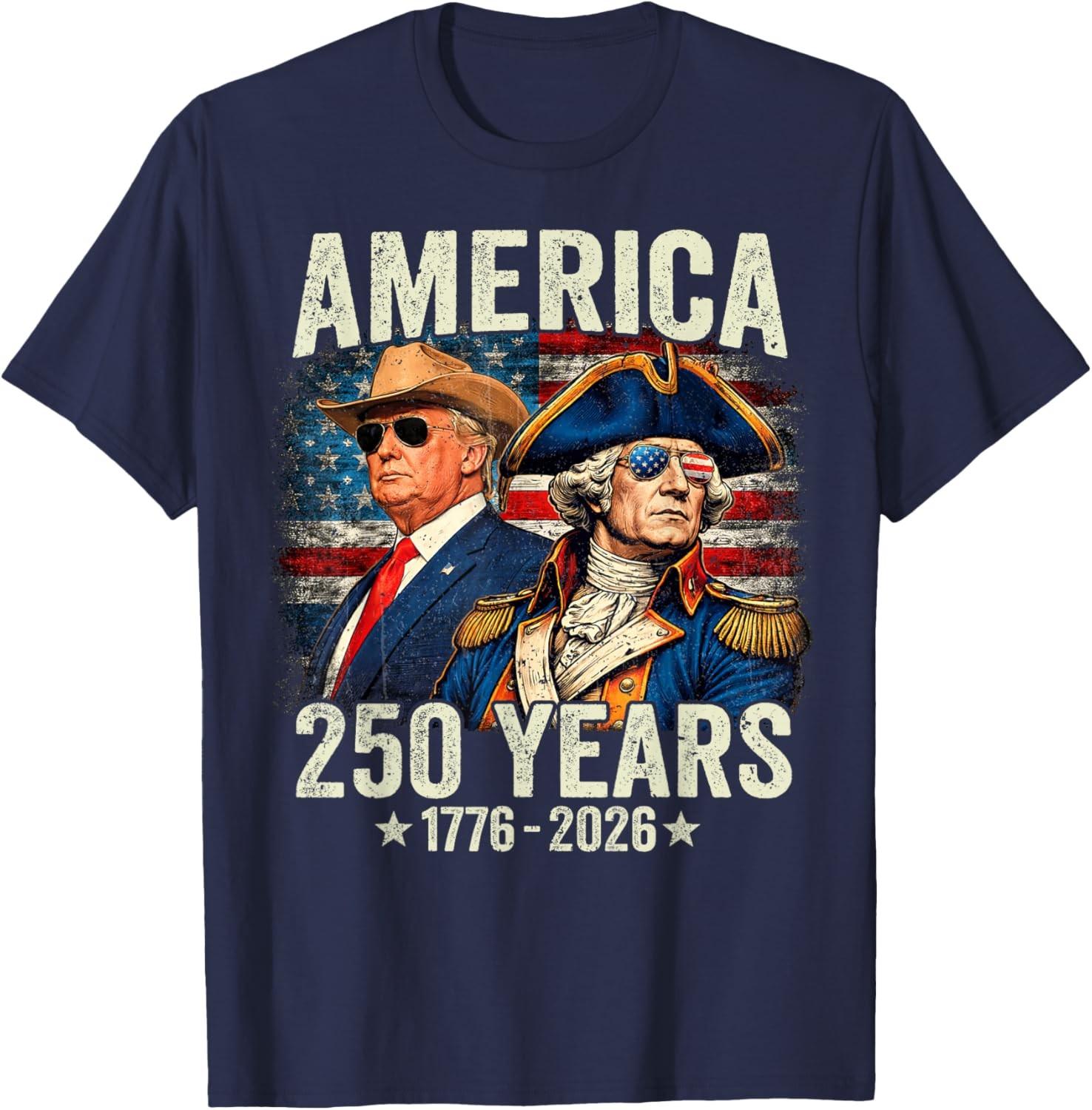 Смешная футболка унисекс к 250-летию Америки, 250-я, Трамп, Вашингтон S разноцветный