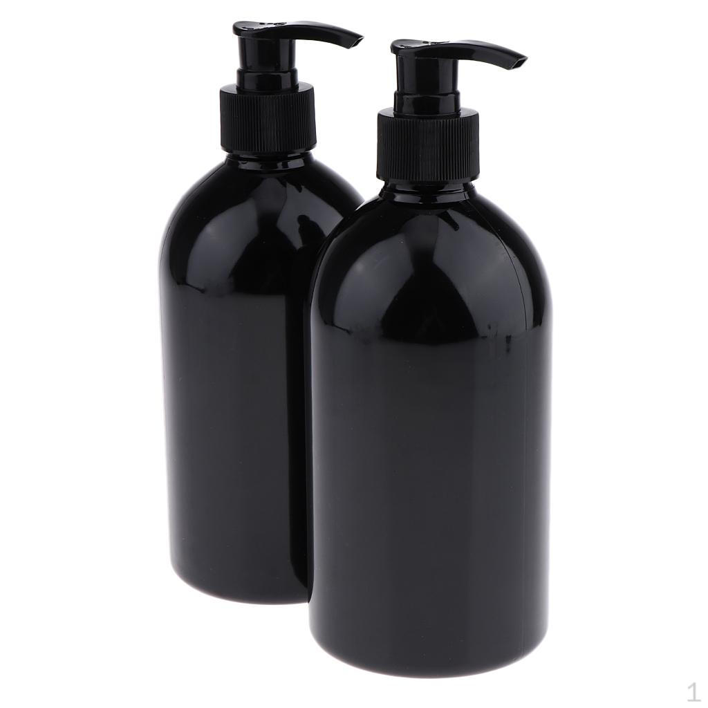 16oz Empty Pump Bottles (2 Pack), Plastic Nozzles Included; Great for Shampoo, Lotions, Liquid