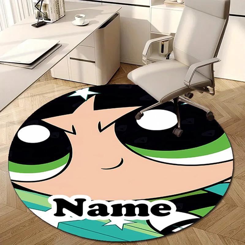 Personalized The Powerpuff Girls Round Chair Office Rug - Perfect for Mat, Office Chair & More - Ideal Gift for Birthdays and Holidays