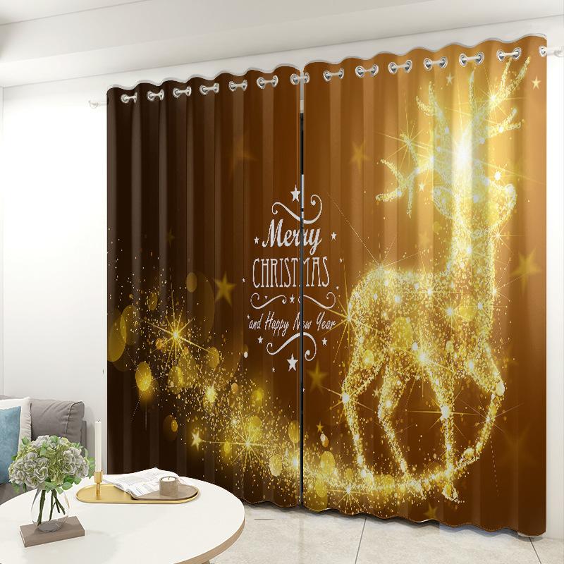 Christmas Curtains Bedroom Living Room Balcony Blackout Curtains Office Hotel Insulation Curtains
