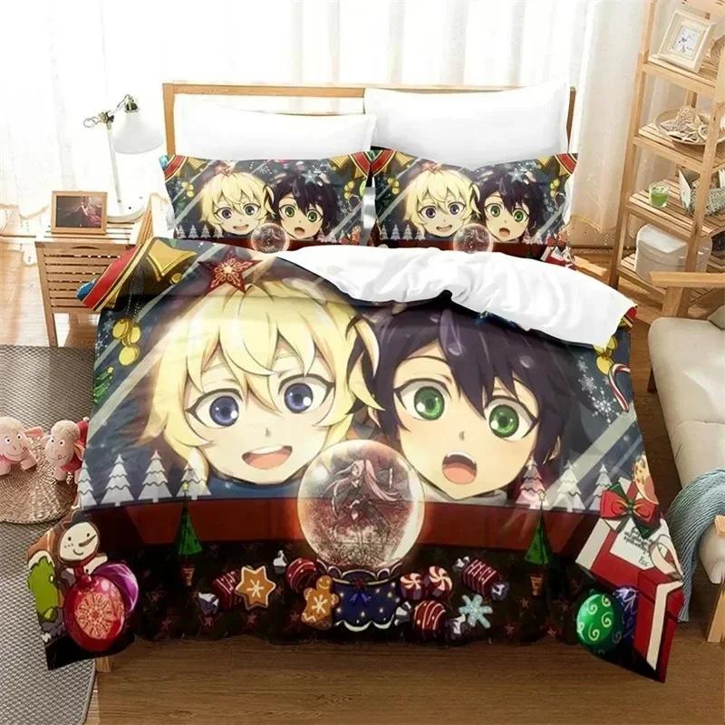 Luxury New 3D Print Anime Seraph of the end Bedding Set Girls Twin Queen King Size Duvet Cover Pillowcase Bed boys Adult