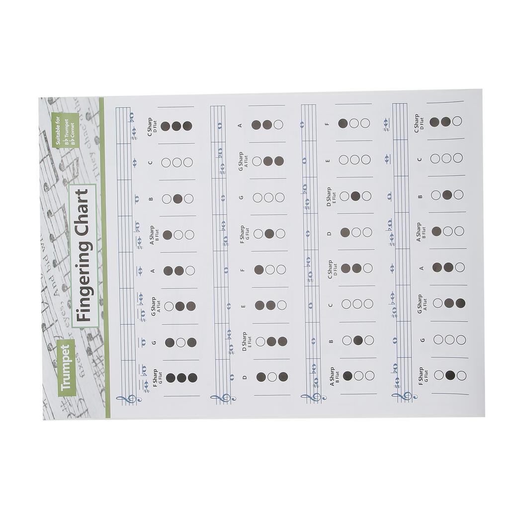 Tabulka akordů pro trumpetu - Průvodce prstokladem - Hudební nástroj - Referenční příručka pro domácí třídu - Velká