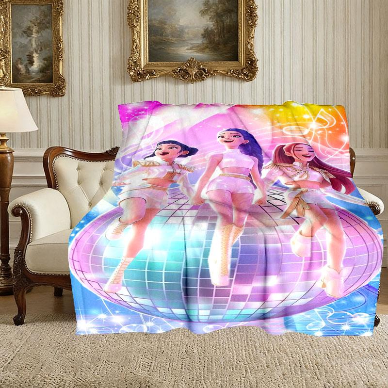 [1pc Kpop Demon Hunters Blanket] All-Season Blanket - Cozy Blanket for Sofa Couch Home Decoration, Digital Printed Nap Blanket