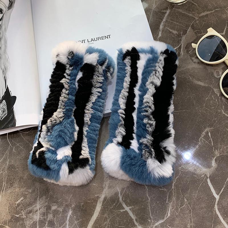 Winterhandschuhe aus echtem Pelz für Damen, warm, für den Außenbereich, 100 % echtes Rex-Kaninchenfell, dicke, natürliche, weiche Fäustlinge aus Rex-Kaninchenfell