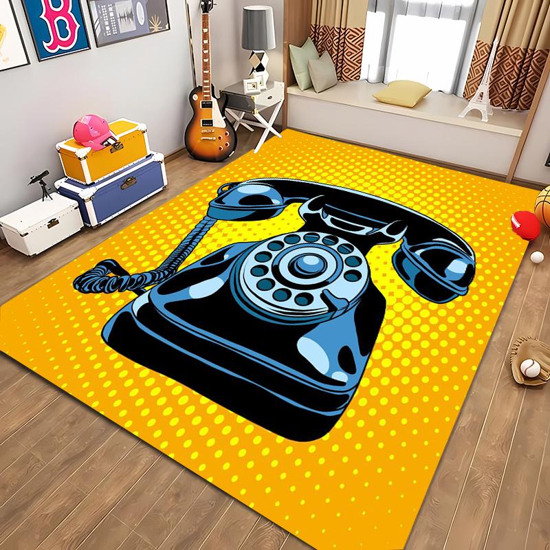 HD Printing Retro Phone Carpet for Living Room Cartoon Children's Bedroom Sofa Doormat Floor Tapete Anti-slip Decor Alfombra 3D