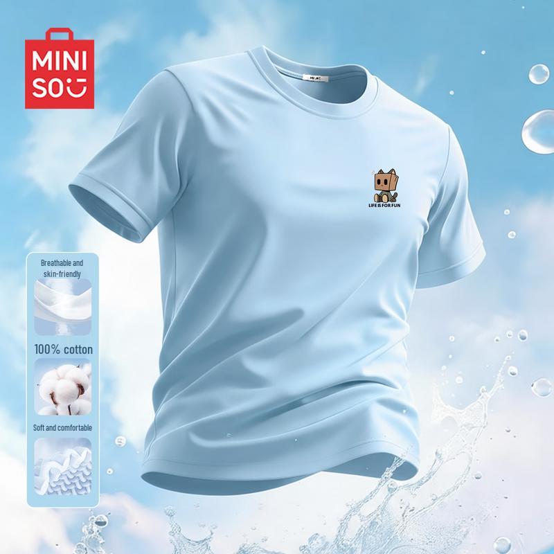 MINISO Men s Pure Cotton Short Sleeve T-Shirt 3XL