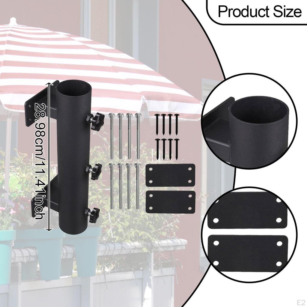 Patio Umbrella Holder Attaches to Railing Metal for 1.3-1.8 inch Pole Outdoor Stand Base