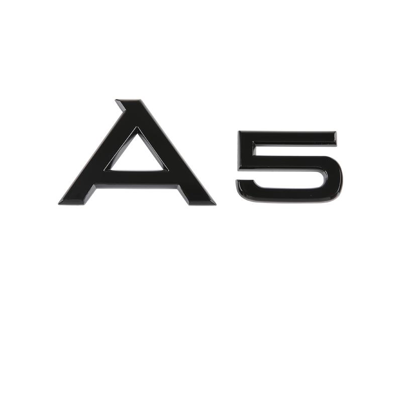 3D Letters Numbers Emblem for Audi A3 A4 A5 A6 A7 A8 Q2 Q3 Q5 Q7 Car Trunk Lid Nameplate Badge Logo Sticker Chrome Glossy Black