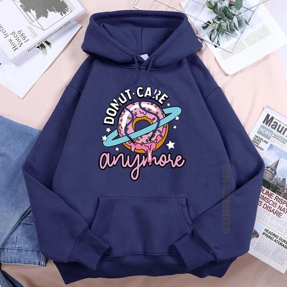 Donut Care Mararon Niedlicher Grafik Damen Hoodie Harajuku Vintage Hoodies Bedruckt Hip Hop Übergroßer Hoodie Mode Weibliche Streetwear