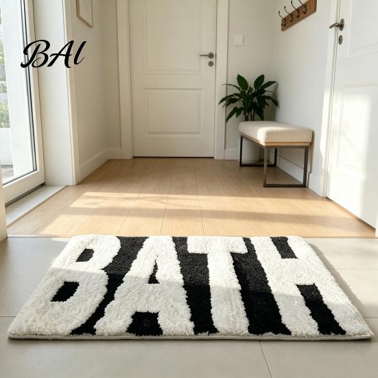 Wasserabsorbierende Fußmatte Moderne Badematte, Rutschfester Badezimmerteppich, Lustige Englische Buchstaben, Flauschiger Bodenteppich Maschinenwaschbar Gemütlich für Wanne Waschbecken Stilvoll