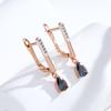 Modische bunte natürliche Zirkon lange Hängeohrringe für Damen Roségold Farb-Mix Hochzeitsfeier Täglicher Schmuck