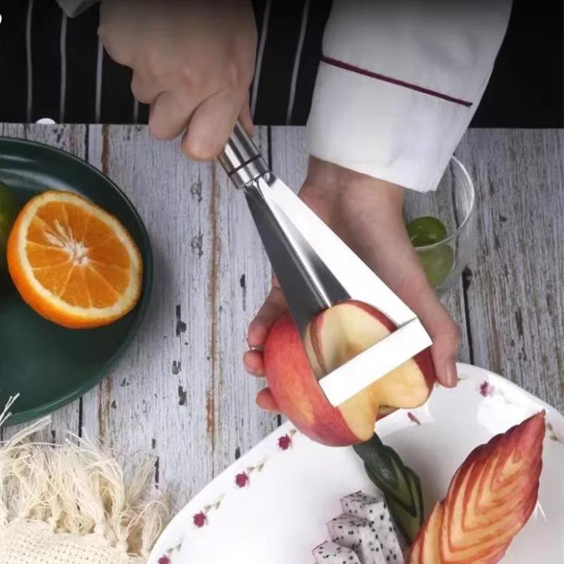 Stainless Steel Anti Slip Fruit Carving Knife Platter Decoration Vegetable Cutting Slicer Triangular Kitchen Food Carve Tool