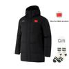 Li Ning Badminton Series Color Block Logo Mid-Length Down Jacket Men Outerwear Black AYMU341-1