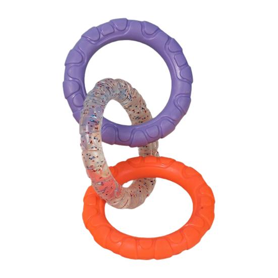 3-Ring Tug Dog Toy for Aggressive Chewers Tough Ring Dog Chew Toy for Pet Training Teething Interactive Fetch Toy for Puppy Small Medium Large Breeds
